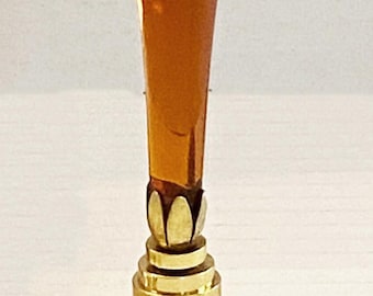 RARE 3-1/2" to 4" Tall Vintage Amber Murano Teardrop Lamp Finial with Brass base tap 1/4-27, Handmade to order