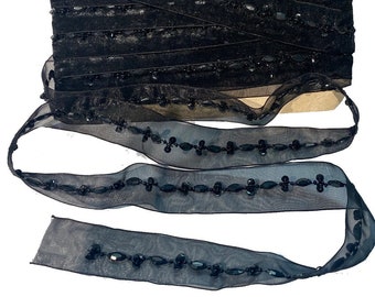 10 Yards of Black Beaded Lace Trim