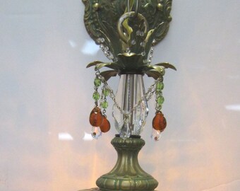 SALE: Pair of Hanging Pendant "Rose" Sconce with Dripping with Crystal Prisms.  Great for bathroom, closet, hallway, kitchens.
