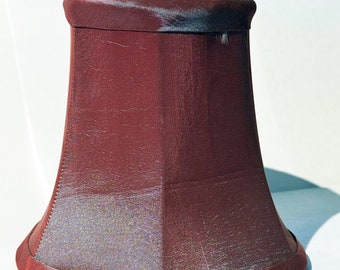 HANDMADE Clip-on MINI Iridescent Red Silk softback Shade with self trim full framed with white lining.