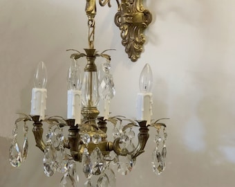 Shabby Chic Cottage Style Mini Chandelier Wall SCONCE, perfect for a bedroom room, kitchen, bathroom, entryway. Custom made to order