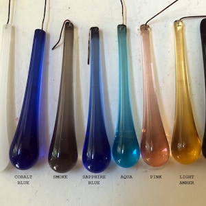 One Vintage Genuine Murano TearDrop: Choice of color- Hand Blown Murano 3" Drop dangle prism drop suncatcher chandelier part ornament