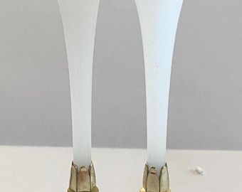 RARE 3-1/2" Tall Vintage White Murano Teardrop Lamp Finial with Brass base tap 1/4-27, Handmade to order