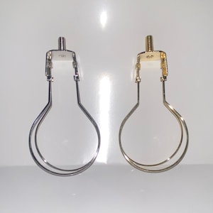Lamp Shade Adapter (Clips onto Bulbs) No Harp Needed, Choice of Chrome or Brass finish Clip only.. Finial is not included.
