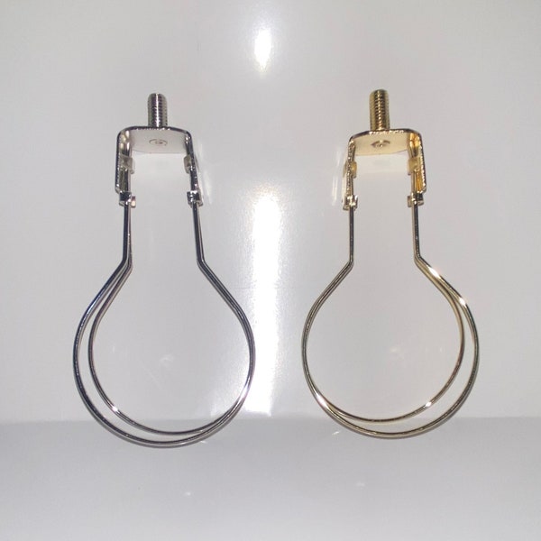 Lamp Shade Adapter (Clips onto Bulbs) No Harp Needed, Choice of Chrome or Brass finish Clip only.. Finial is not included.