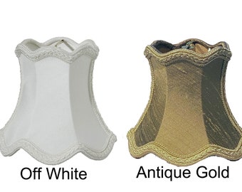 Gorgeous Victorian Style Antique Gold or Off White Dupioni Silk Scalloped Chandelier Clip-on MINI Shades with French Braided Trim