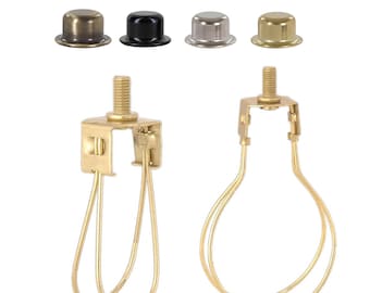 Lamp Shade Adapter (Clips onto Bulbs) No Harp Needed, Round or Torpedo bulb, Choice of Brass, Chrome, Black or Antique Brass Finish finials