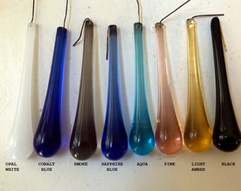 One Vintage Genuine Murano TearDrop: Choice of color- Hand Blown Murano 3" Drop dangle prism drop suncatcher chandelier part ornament