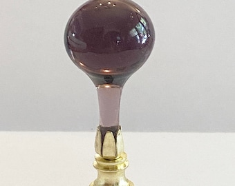 RARE 2-1/2" Vintage Purple Amethyst Murano Fat Ball Teardrop Lamp Finial with Brass base tap 1/4-27