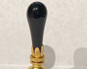 RARE 2-1/2" Vintage Black Murano Teardrop Lamp Finial with Brass Base tap 1/4-27