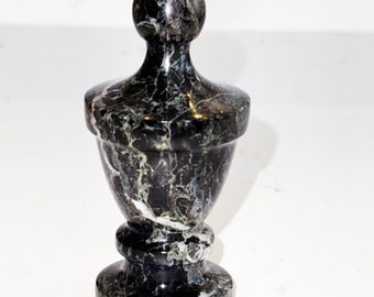 UNIQUE 3" Handmade Vintage Onyx Marble shaped Pawn Chess piece Lamp shade Finial in Black Zebra Marble, Dark Green or LIght Green