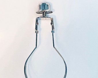 CHROME Lamp Shade Adapter and Finial (Clips onto Bulbs) No Harp Needed, Round bulb,  Chrome clip and matching Finial
