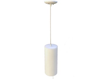 Mid Century White Cased Glass Cylinder Light Pendant Industrial Style Hanging Fixture with Canopy & Hardware Custom Cord Color and Length