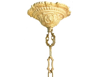 New gorgeous Victorian style Raw Spanish cast brass ceiling chandelier canopy brass medallion with Loop, Chain & hardware