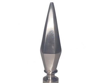 Pair of Finials-  4-3/4" Tall Cast Metal Satin Nickel finish Modern Spike lamp Finial tapped 1/4"-27 fits standard harps.