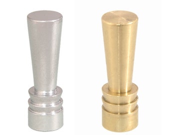 Solid Brass Art Deco tall Finials, Toppers, Nickel Plate or Unfinished Solid Cast Brass, 1-7/16" Tall, threaded 1/4"-27 fits standard harps