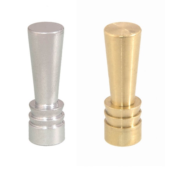 Solid Brass Art Deco tall Finials, Toppers, Nickel Plate or Unfinished Solid Cast Brass, 1-7/16" Tall, threaded 1/4"-27 fits standard harps