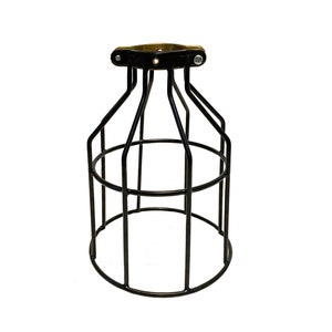 Industrial Vintage Bulb Guard Cage Lamp Shade, Hanging Pendant Metal Wire Cage,  Industrial Grade Adjustable, BLACK VINYL COATED Steel Cage