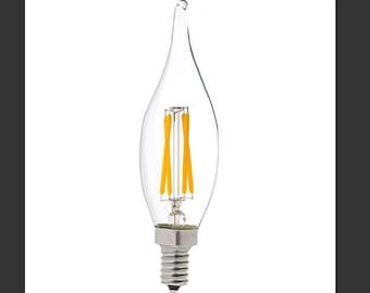 LED Vintage Industrial Style Flame Tip LED Filament CANDELABRA Base Light Bulb 4 Watts Dimmable Soft Warm 2700K
