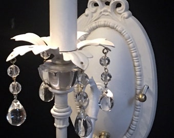 Cottage Style Electric Wall Light Sconce Shabby Chic Antique White