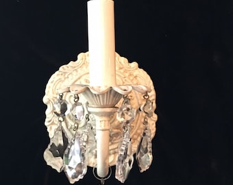 Victorian Vintage style Electric Wall Light Sconce shabby chic,with clear French cut Crystals available in any finish
