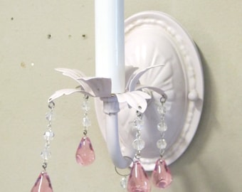 Wall SCONCES very Shabby Chic custom made to order, any color, with crystal drops