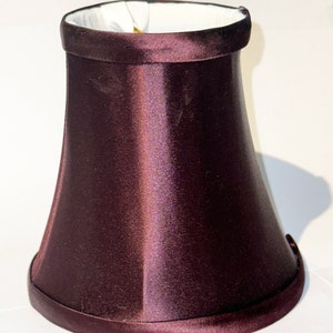 HANDMADE Clip-on MINI Purple Satin Silk softback Shade with self trim full framed with white lining.