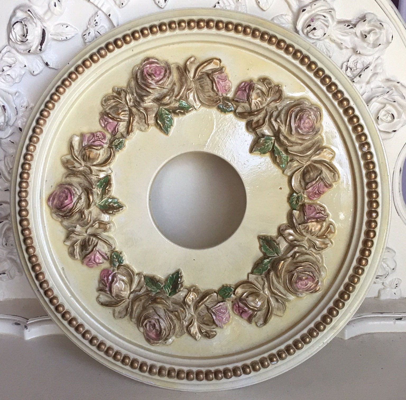 Oops Sale Shabby Rose 16 Diameter Ceiling Medallion For