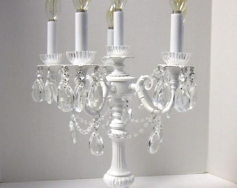 Candelabra 6 light Chandelier Crystal Table Lamp, Candelabra Centerpiece, Dining Room, Mantle, Bedroom Lamp: More sizes available