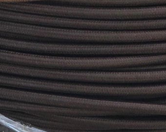 Dark Brown Cloth Covered Electrical Wire - Braided Fabric Wire 18/2 AWG Industrial Retro Electrical Cord 2-wire Sold By The Foot
