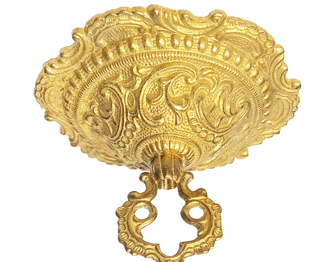 Featured listing image: New gorgeous Victorian style unfinished Spanish cast brass ceiling chandelier canopy with Loop & hardware