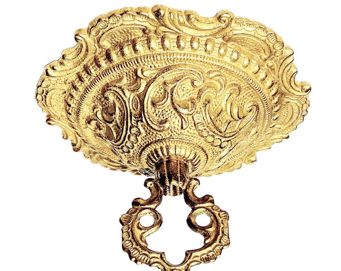 Featured listing image: Gorgeous Victorian style unfinished Spanish cast brass ceiling chandelier canopy with Loop & hardware