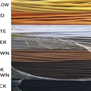 Braided Cloth Covered Electrical Wire-18/2 AWG Industrial 2-wire By The Foot-White, Black, Brown, Silver, Gold, Dark Brown, Yellow