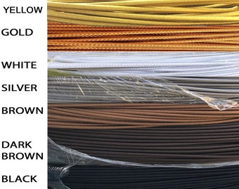 Braided Cloth Covered Electrical Wire-18/2 AWG Industrial 2-wire By The Foot-White, Black, Brown, Silver, Gold, Dark Brown, Yellow