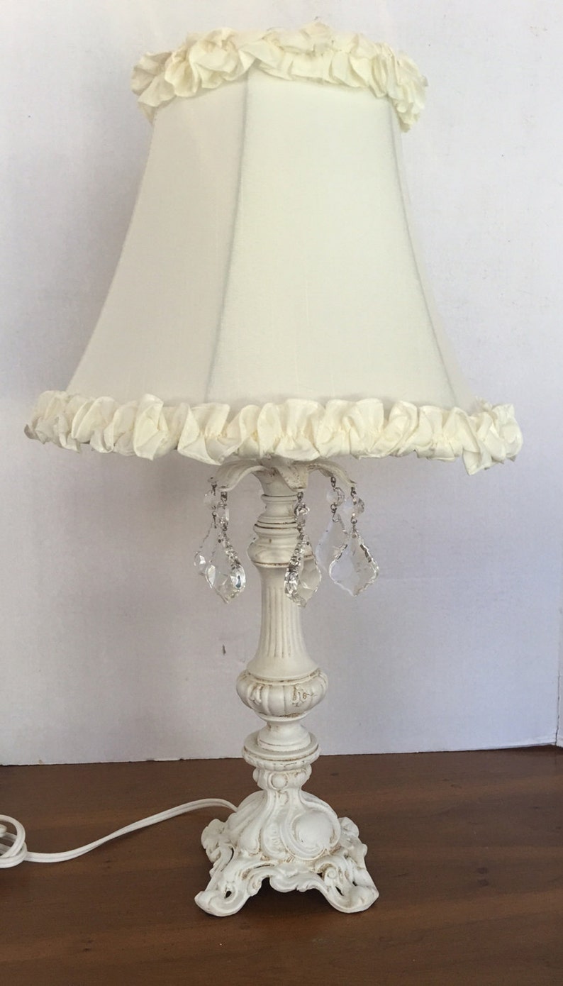 NEW Shabby Chic vintage style Table Lamp with Crytals Cream Etsy