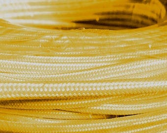 YELLOW Cotton Cloth Covered Electrical Wire - Braided Fabric Wire 18/2 AWG Industrial Retro Electrical Cord 2-wire Sold By The Foot