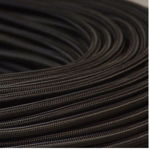 Black Cotton Cloth Covered Electrical Wire - Braided Fabric Wire 18/2 AWG Industrial Retro Electrical Cord 2-wire Sold By The Foot