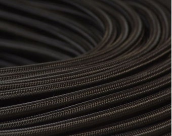 Black Cotton Cloth Covered Electrical Wire - Braided Fabric Wire 18/2 AWG Industrial Retro Electrical Cord 2-wire Sold By The Foot