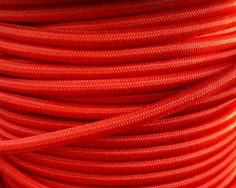 Red Braided Cloth Covered Electrical Wire - Braided Fabric Wire 18/3 AWG Industrial Retro Cord 3-wire Sold By The Foot