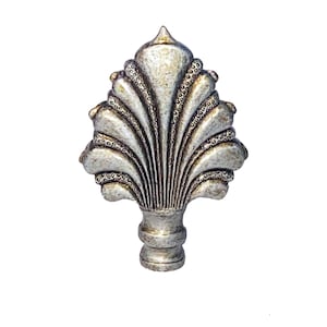 OLD STOCK 3-3/4" tall Resin Ornate FAN finial Antique Silver finish tap 1/4-27 fits most lamp harps