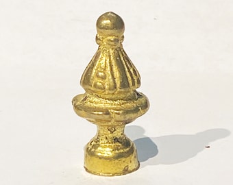 Rare Unfinished Solid Cast Brass Pyramid Finial 2" Tall  1/4"-27 standard harps