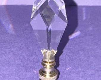 Vintage CRYSTAL Lamp Finial 2-3/4" with Brass base tap 1/4-27, choice of base finishes, Made to order