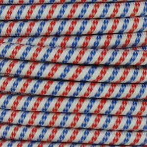 Red White & Bluer Swirl pattern Cloth Covered Electrical Wire - Braided Fabric Wire 18/3 AWG Industrial Retro Cord 3-wire Sold By The Foot