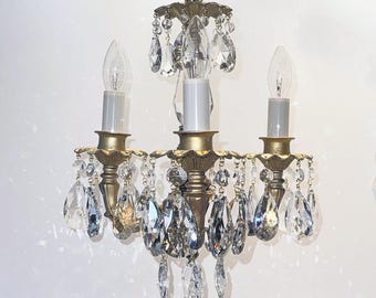 Antique Style "La Valentina"  Mini-mini Chandelier, perfect for a bedroom room, closet or bathroom. custom made to order, 2 sizes available