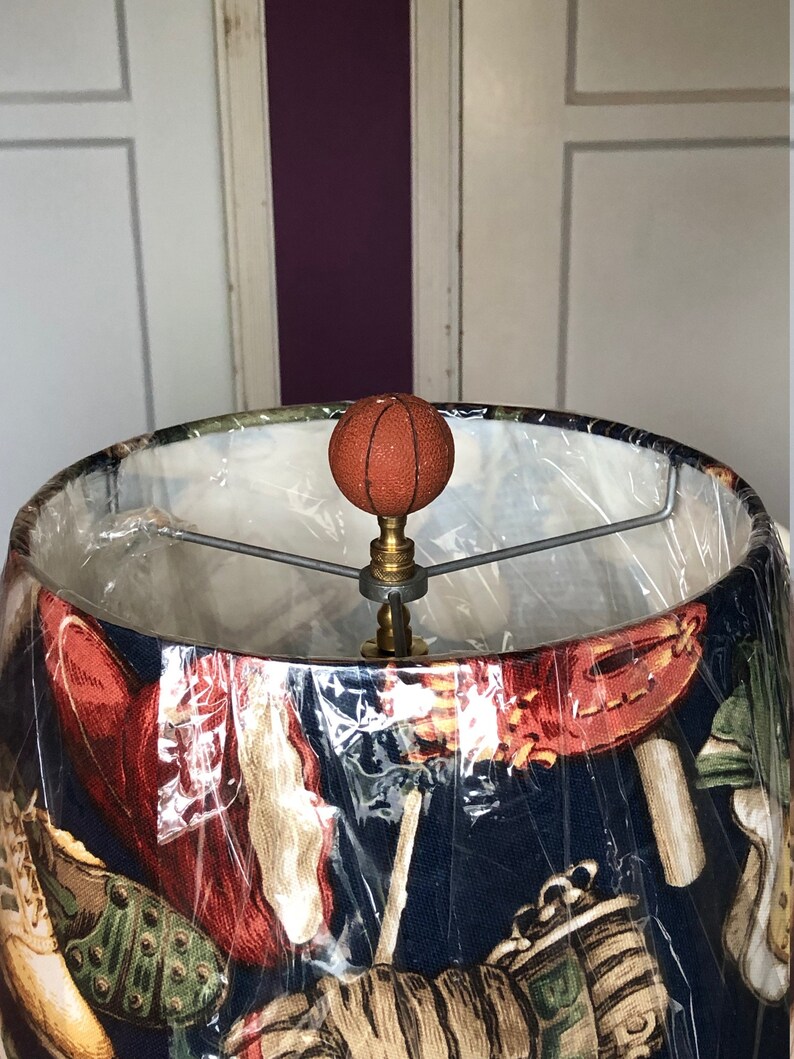 Nursery or Playroom with All Sport Drum Shade SAMPLE Sale ALL SPORT Custom Table Lamp for Boys Bedroom