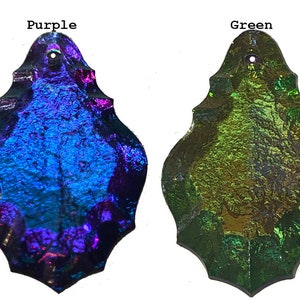 Choice of colors Iridescent hand made french pendalogue 2&quot; dangle prism drop suncatcher 2 colors available purple amethyst or green olivine