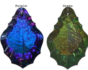 Choice of colors Iridescent hand made french pendalogue 2" dangle prism drop suncatcher 2 colors available purple amethyst or green olivine