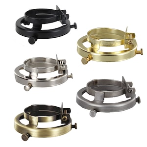DIY -Shade Holder ~ Steel Clamp-on  2-1/4&quot; Fitter Shade Holder For METAL SOCKETS 5 Finishes:  Black, raw steel, Brass, Antique Brass, Nickel