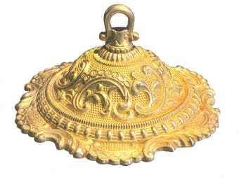 Lampadario da soffitto in ottone fuso grezzo in stile vittoriano, medaglione in ottone massiccio con passante e ferramenta