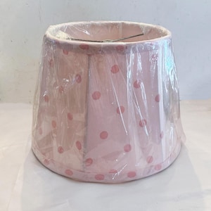 Pink Dots on Pink Fabric Drum Table Lampshade full framed and lined, handmade LampShade 9&quot; top 12&quot; bottom 9.25&quot;tall